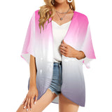 ombre fuchsia to grape Women's Kimono Chiffon Cover Up (Model H51) - Objet D'Art
