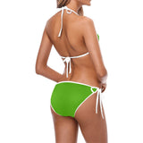froggy green print Custom Bikini Swimsuit (Model S01) - Objet D'Art