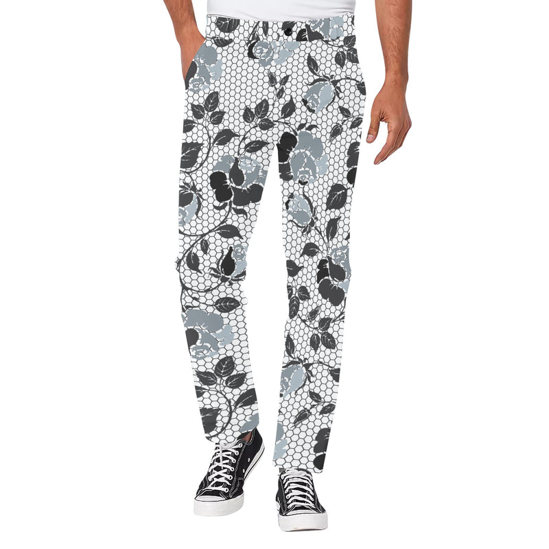 selenium gray print 2 Men's All Over Print Casual Trousers (Model L68) - Objet D'Art