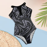slick 3 BT-Recovered Women's High Neck Plunge Mesh Ruched Swimsuit (S43) - Objet D'Art