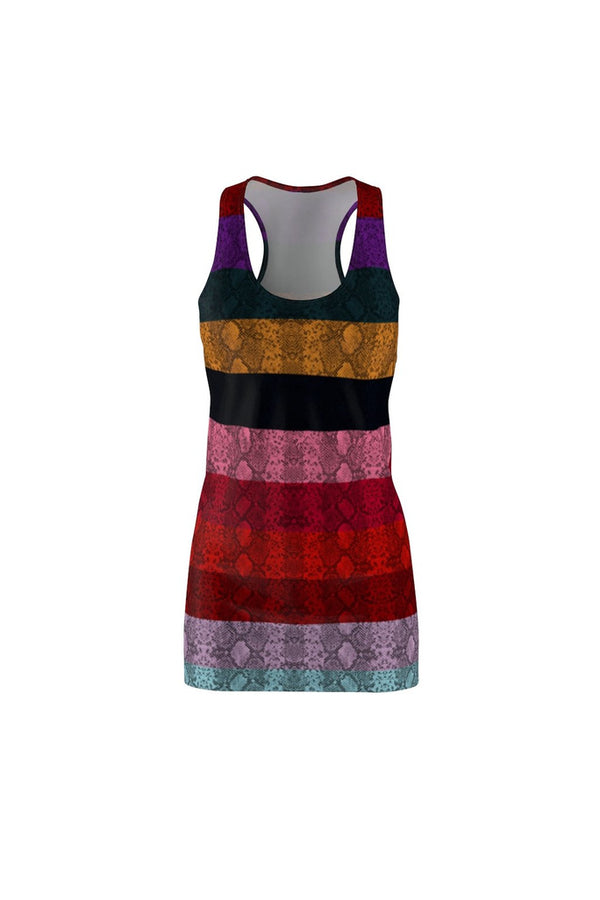 Multicolored Snakeskin Print Women's Racerback Dress - Objet D'Art