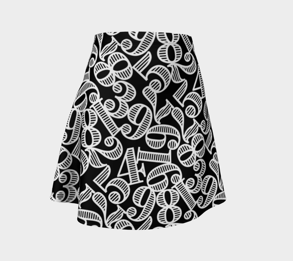 Numbers Print Flare Skirt - Objet D'Art