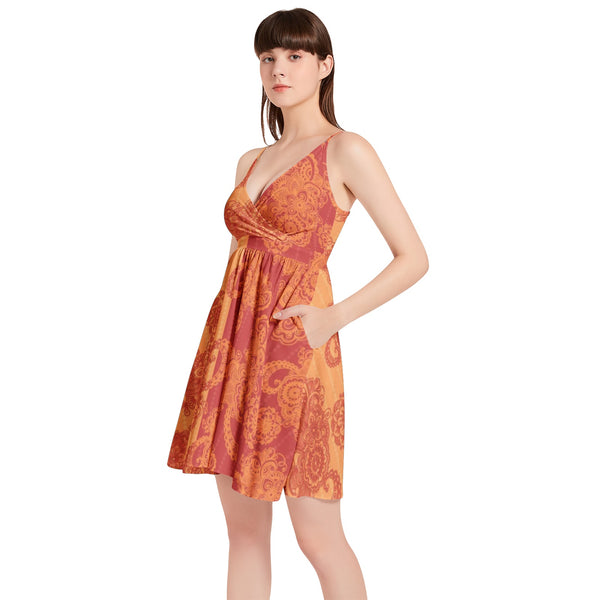 Spaghetti Strap Sleeveless Falred Hem Short Dress - Objet D'Art