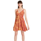 Spaghetti Strap Sleeveless Falred Hem Short Dress - Objet D'Art