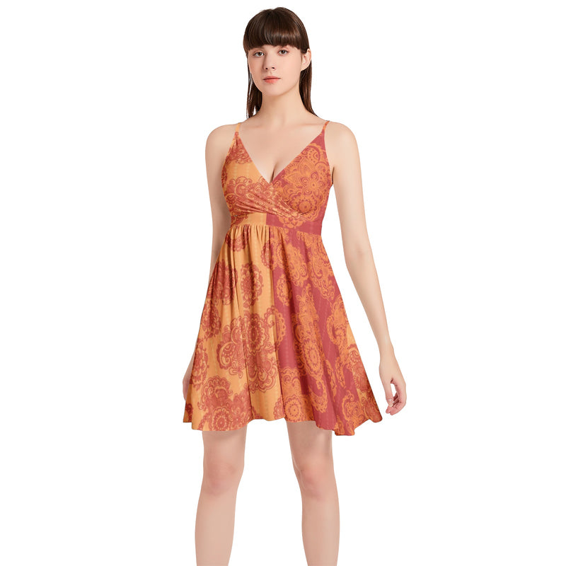 Spaghetti Strap Sleeveless Falred Hem Short Dress - Objet D'Art