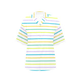 pastel accented white stripe 2 A All Over Print Hawaiian Shirt for Women (Model T58) - Objet D'Art