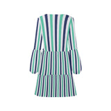 striped print 15A V-Neck Loose Fit Dress (Model D62) - Objet D'Art