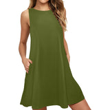 pineapple green hats Sleeveless A-Line Pocket Dress (Model D57) - Objet D'Art