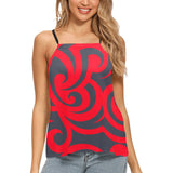 trible scroll print 2 Loose Fit Halter Neck Top (Model T68) - Objet D'Art