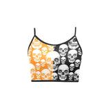 skull nation hoodie print 2A Women's Spaghetti Strap Crop Top (Model T67) - Objet D'Art