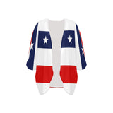 red white blue star and stripes print Women's Kimono Chiffon Cover Up (Model H51) - Objet D'Art