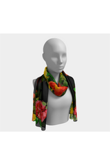 Black Floral Long Scarf - Objet D'Art