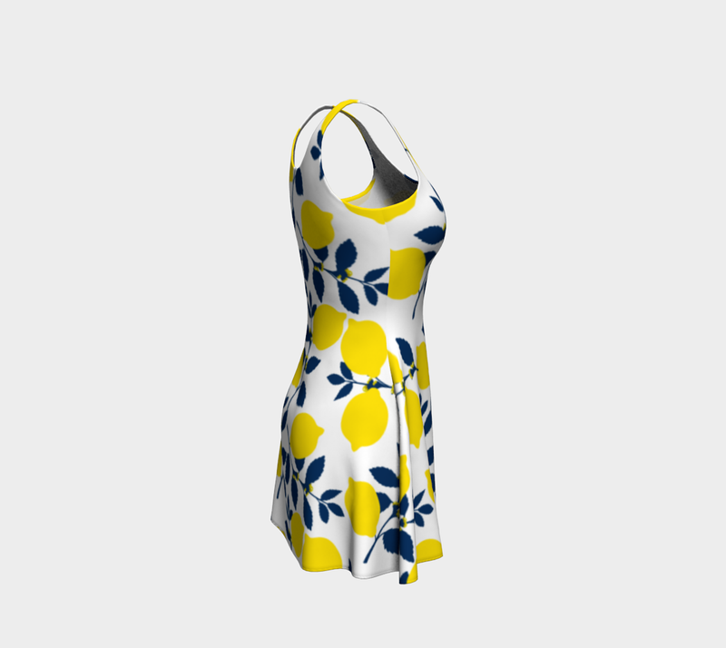 Lemon Print Flare Dress - Objet D'Art