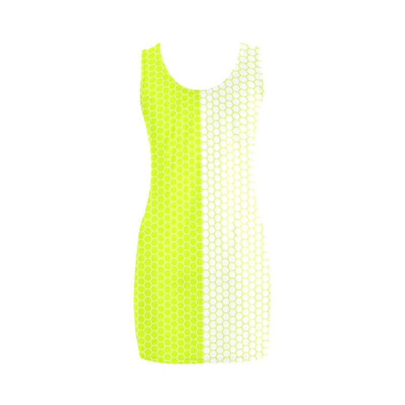 neon green hex white print 5 Medea Vest Dress (Model D06) - Objet D'Art