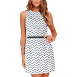 white blue chevron print 4A Eos Women's Sleeveless Dress (Model D01) - Objet D'Art