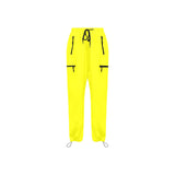 Bright Yellow Athletic Crop Top Women's Quick Dry Cargo Sweatpants (Model L65) - Objet D'Art