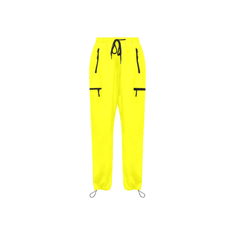 Bright Yellow Athletic Crop Top Women's Quick Dry Cargo Sweatpants (Model L65) - Objet D'Art