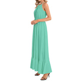 Ruffle Hem Halter Neck Maxi Dress - Objet D'Art
