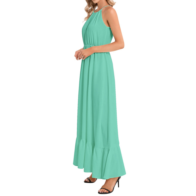 Ruffle Hem Halter Neck Maxi Dress - Objet D'Art
