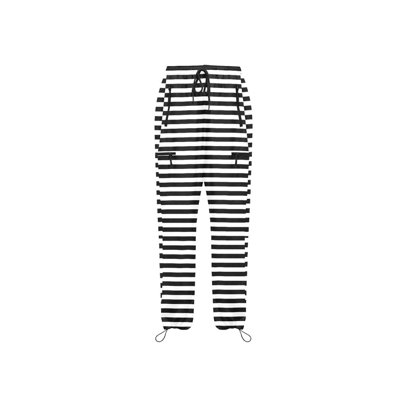 bw thin striped print 3 Women's Quick Dry Cargo Sweatpants (Model L65) - Objet D'Art