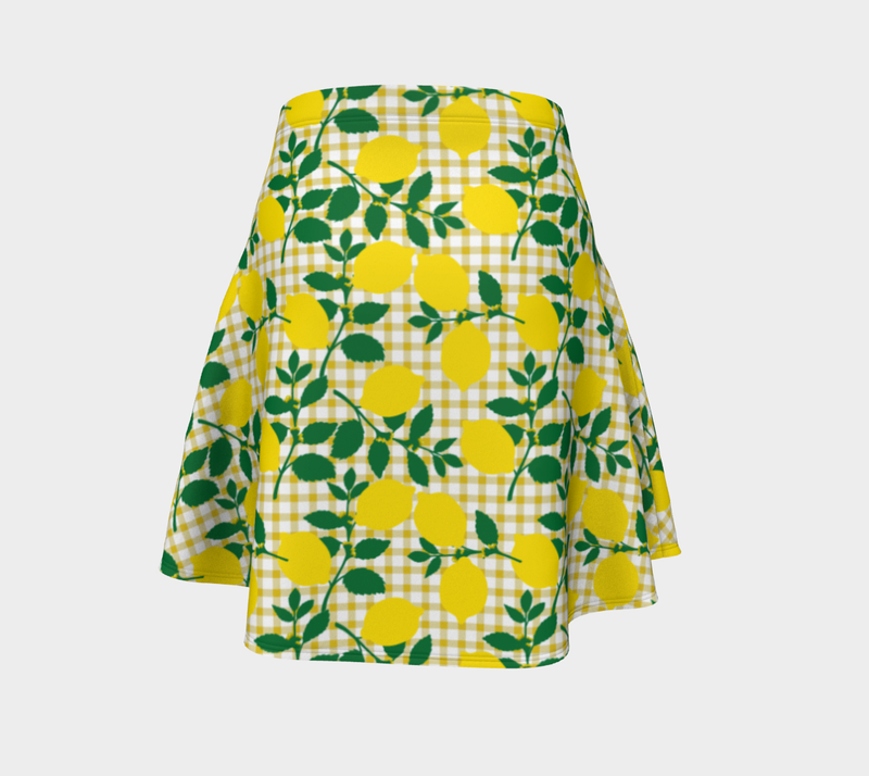 Lemon and Gingham Flare Skirt - Objet D'Art