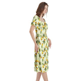 Puff Sleeve Split Thigh Midi Dress - Objet D'Art