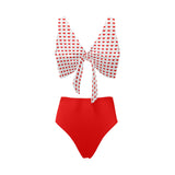 pure red print Chest Bowknot Bikini Swimsuit (Model S33) - Objet D'Art