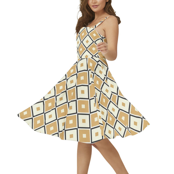Sleeveless Square Neck Flare Hem Midi Dress - Objet D'Art