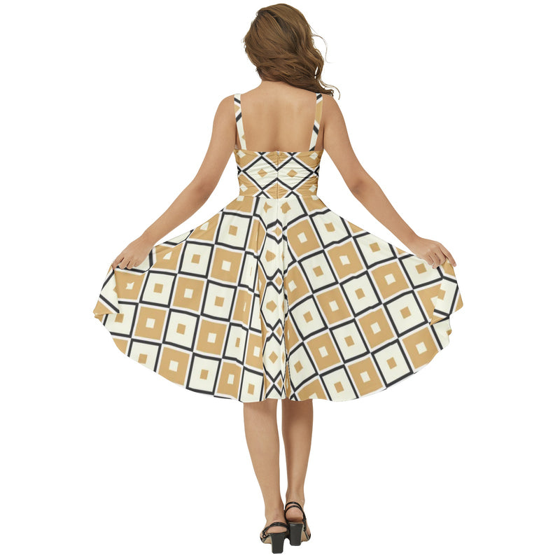 Sleeveless Square Neck Flare Hem Midi Dress - Objet D'Art
