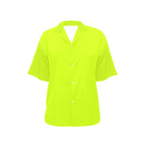 neon green print 2 All Over Print Hawaiian Shirt for Women (Model T58) - Objet D'Art