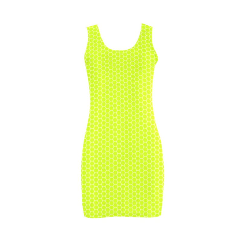 neon green hex print 5 Medea Vest Dress (Model D06) - Objet D'Art