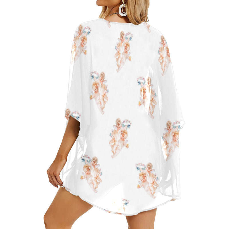 cheribum aloft smaller Women's Kimono Chiffon Cover Up (Model H51) - Objet D'Art