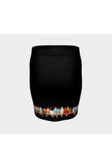 Midnight Perch of Birds Fitted Skirt - Objet D'Art