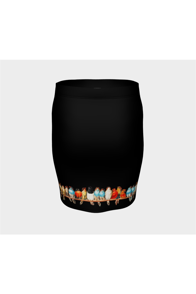 Midnight Perch of Birds Fitted Skirt - Objet D'Art