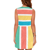 pastel lrg stripes print Eos Women's Sleeveless Dress (Model D01) - Objet D'Art