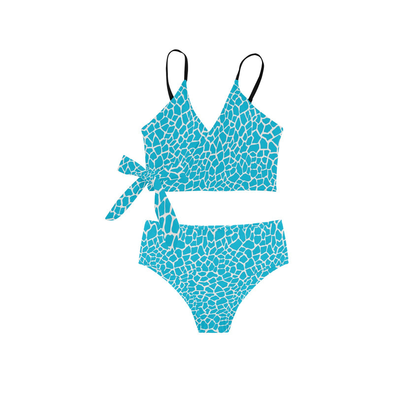 small blue animal print 2 copy Knot Side Bikini Swimsuit (Model S37) - Objet D'Art