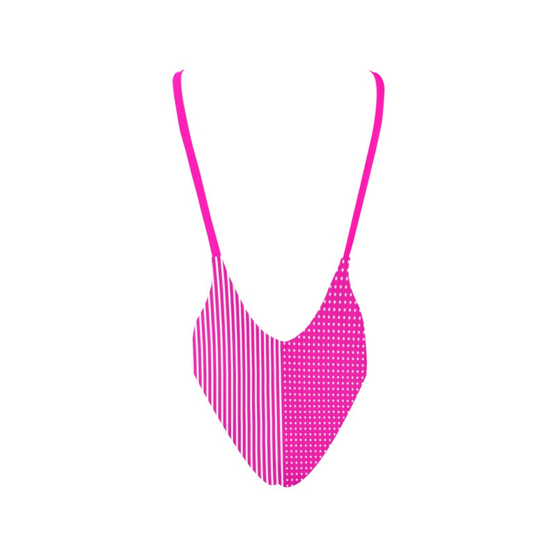 fuchsia solid print 6Q Sexy Low Back One-Piece Swimsuit (Model S09) - Objet D'Art