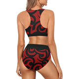 black solid print skirt Crop Top Bikini Set (Model S21) - Objet D'Art