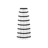 bw striped print 5 High Slit Long Beach Dress (Model S40) - Objet D'Art