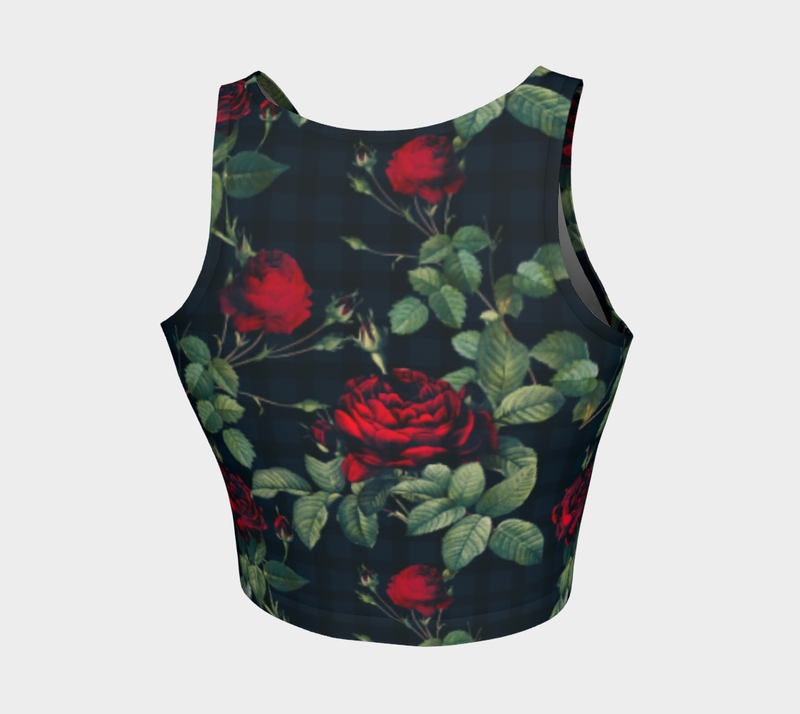 Rose Print Athletic Crop Top - Objet D'Art