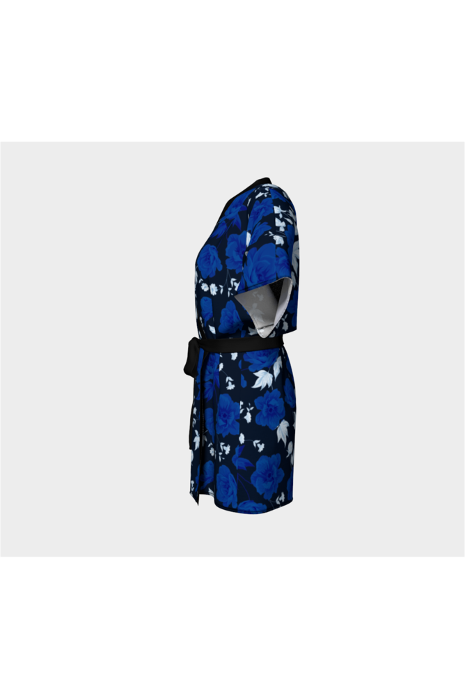 Blue Floral Kimono Robe - Objet D'Art