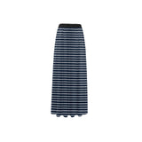 blue white print 2A High Slit Long Beach Dress (Model S40) - Objet D'Art