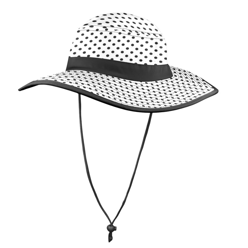 blk on wht polka dot print Wide Brim Bucket Hat - Objet D'Art