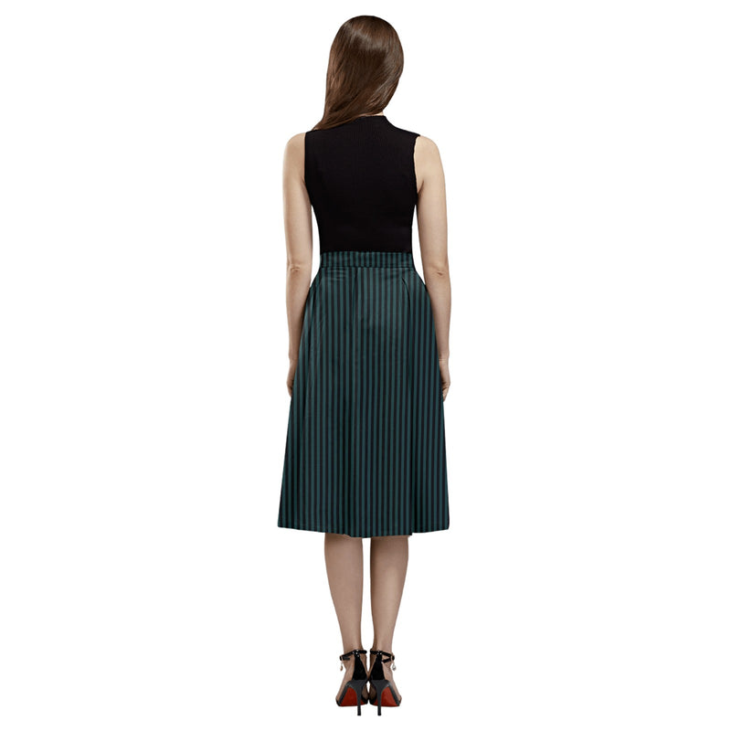 Striped Mnemosyne Women's Crepe Skirt (Model D16) - Objet D'Art