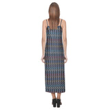 color waves print 3 V-Neck Open Fork Long Dress(Model D18) - Objet D'Art