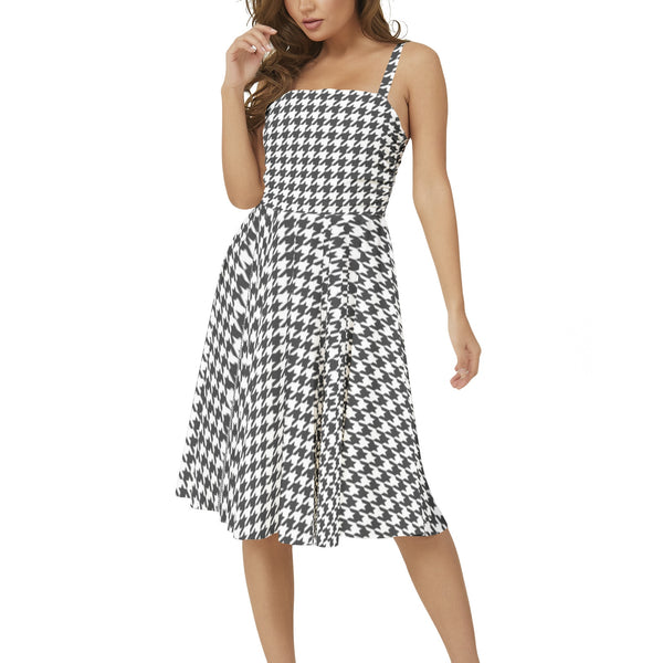 Sleeveless Square Neck Flare Hem Midi Dress - Objet D'Art