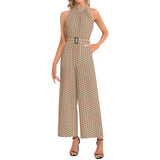 Halter Neck Buckle Belted Jumpsuit - Objet D'Art