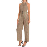 Halter Neck Buckle Belted Jumpsuit - Objet D'Art