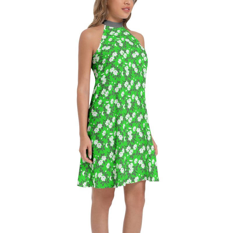 Tie Back Halter Neck Flared Dress - Objet D'Art