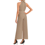 Halter Neck Buckle Belted Jumpsuit - Objet D'Art